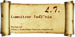 Lumnitzer Teónia névjegykártya